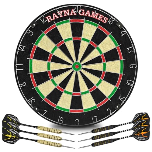 Dartscheibe Kork mit 6 Dartpfeile,Zahlenring Dartscheibe Set mit Dartwerkzeug, Oche-Linie, Wandhalterung