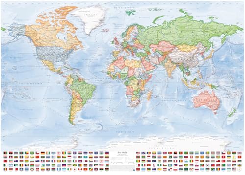 J.Bauer Karten Weltkarte (Politisch), Poster 140 x 100 cm, deutsch, Stand 2025
