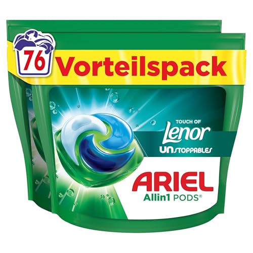 Ariel Waschmittel All-in-1 PODS 76 Waschkapseln, Touch of Lenor Unstoppables, Universal+, Porentiefe Reinheit für lang anhaltende Frische