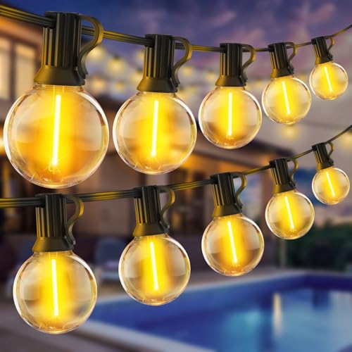 SAEIHGAE Lichterkette Außen LED Strom Beleuchtung - 100ft Aussen 30m Outdoor String Lights Lichterketten Glühbirnen IP44 für Garden Pavillon mit G40 Wetterfest Glühbirne Balkon Terrasse Party
