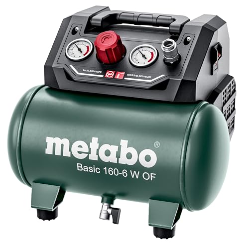 Metabo Kompressor Basic 160-6 W OF (Kessel 6 l, Max. Druck 8 bar, Ansaugleistung 160 l/min, Füllleistung 65 l/min, Max. Drehzahl 3500 /min, kompaktes Design) 601501000