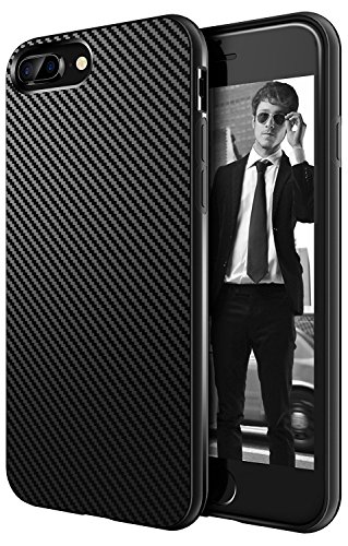 AVANA Schutzhülle Kompatibel mit iPhone 8 Plus, iPhone 7 Plus Hülle Slim Case Schwarz Bumper Silikon TPU Schale Kratzfest Kohlefaser Cover Carbon Optik
