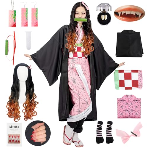 YYDSXK Anime Kimono Cosplay, Japanisches Kostüm Set, Kimono Cape Ensemble, Geschenk für Erwachsener, Japanisches Kostüm für Karneval Halloween Weihnachten