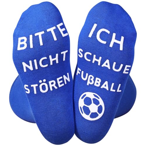 Himozoo Neuartige Lustige Socken Fussball Geschenke, 'BITTE NICHT STÖREN, ICH SCHAUE FUSBALL' Funny Socks für Männer Frauen Fußballliebhaber Geschenke (Blau)