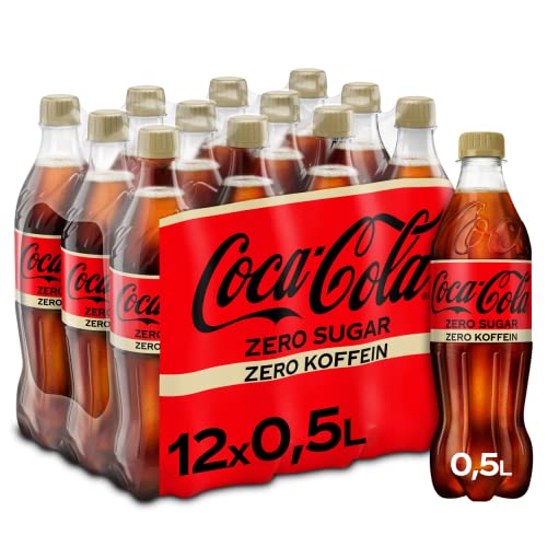 Coca-Cola Zero Sugar Zero Koffein - prickelndes Erfrischungsgetränk mit originalem Coke-Geschmack - ohne Zucker und ohne Kalorien - koffeinfreier Softdrink in Einweg Flaschen (12 x 500 ml)