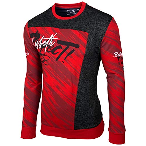 Baxboy Herren Pullover Hoodie Sweatjacke Longsleeve Sweatshirt Jacke Langarm Kapuzenpullover Hoody Sweater 2628, Farbe:Rot_1, Größe:M