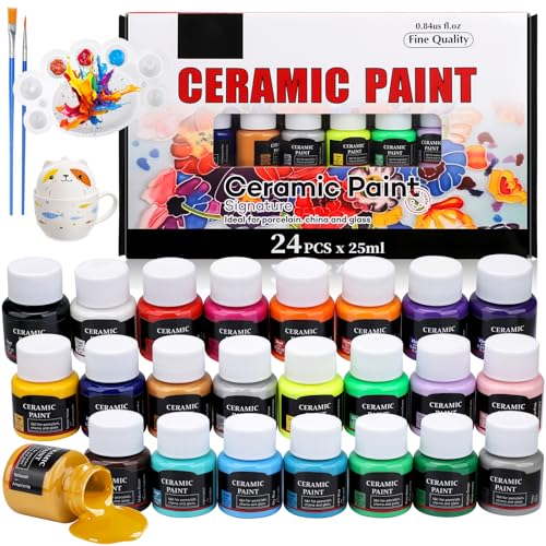 sitarcmin Porzellan Farben, 24 x 25ml Keramikfarben zum Einbrennen