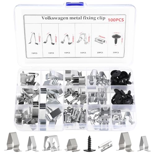 100 Stück Auto Vordertür Innenverkleidung Befestigungs Metall Clips, Metall Befestigungsclips Auto Federclips, Autos Vorne Konsole Befestigungs Klammern Türverkleidung Clip Set, Auto Ersatzteile