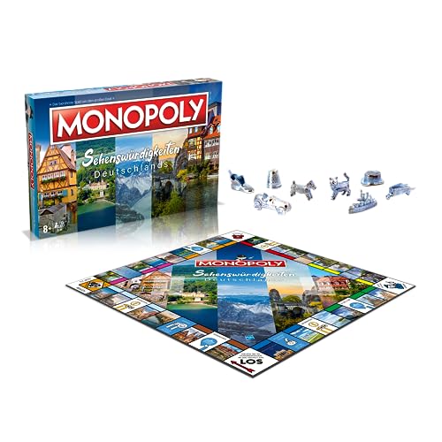 Winning Moves Monopoly Sehenswürdigkeiten Edition - Monopoly Spiel für Fans - Familienspiele Strategie Brettspiele Sehenswürdigkeiten - 2+ Spieler ab 8+ Jahren - Deutsch