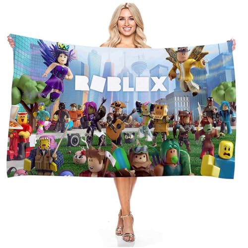Ubephant Roblx Badetuch, Roblx Strandtuch für Kinder, 75 * 150cm Badelaken R-oblx Handtuch Badetücher Superweich Super Saugfähig und Langlebig Reisen Urlaub Strandgeschenke
