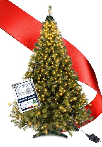 Künstlicher Weihnachtsbaum 150 cm 2-in-1 Set, Dichte PVC-Zweige, Tannenbaum Künstlich mit Lichterkette, Stabiler Christ