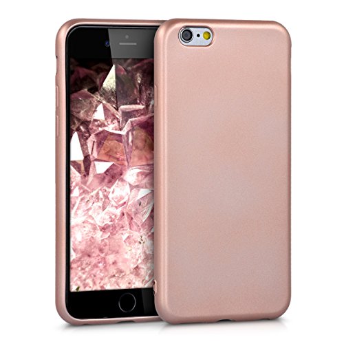 kwmobile Case kompatibel mit Apple iPhone 6 / 6S Hülle - Schutzhülle aus Silikon metallisch schimmernd - Handyhülle Metallic Rosegold