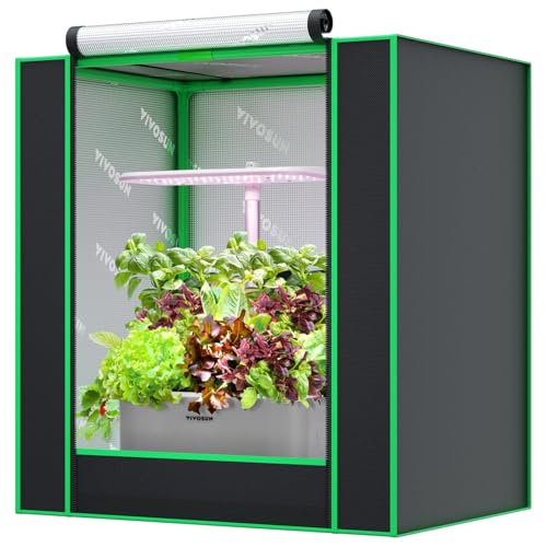 VIVOSUN Growzelt klein 50x36x54cm Grow Zelt mini mit hochreflektierendes Mylar, versiegeltem Bodendesign, Belüftungsfenster und Kabeldurchführungsloch für Aerogarden Hydroponik-Anbausystem