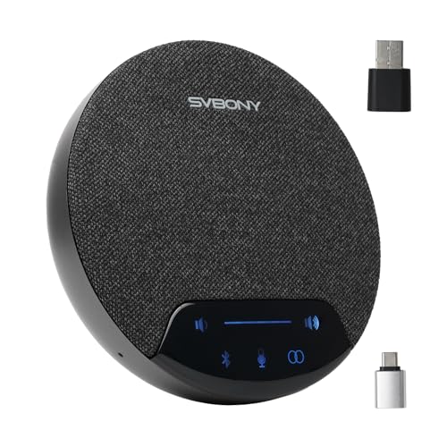SVBONY SVN O1 Zweikanal-Funk Conference Microphone mit 3A+KI-Geräuschunterdrückung, 4 Mikrofonen für 360°-Sprachaufnahme, 3 Plug-&-Play-Anschlüsse für Mittelgroße bis Große Besprec
