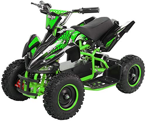 Actionbikes Motors Kinder Elektro Miniquad ATV Racer 1000 Watt 36 Volt - Scheibenbremsen - Safety Touch System Fußschalter (1000 Watt Schwarz/Grün)