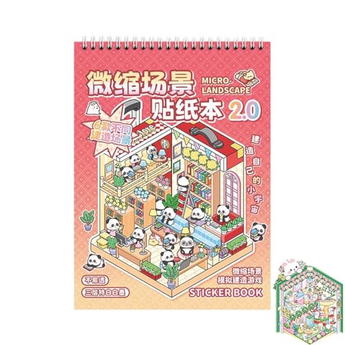 3D Miniatur -Szenenaufkleber - Scrapbooking -Abziehbilder - 3D Fun House Sticker Nettel Cartoon Home -Szenen -Aufkleber Buch für Erwachsene Kinder Relief Stress Stress