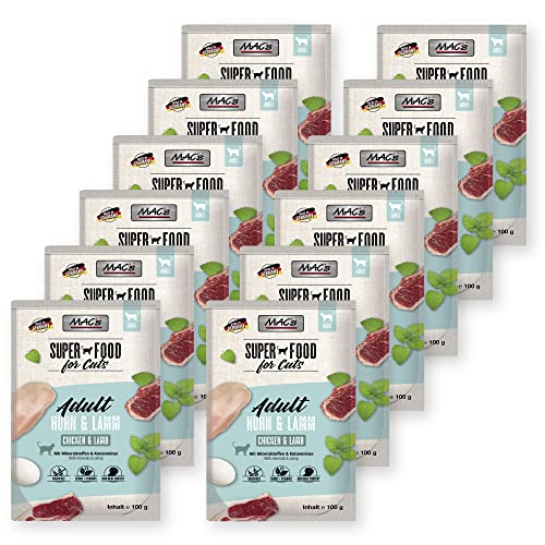 Mac's Katzenfutter Nassfutter Pouch Huhn & Lamm 12x100g