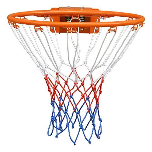 FUNJEPE FUNJRPE Basketballtor mit doppelter Feder, solidem Rand, hängendes Netz, für drinnen und draußen, 45,7 cm, Orange