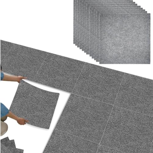 20 Stück Teppichfliesen Selbstklebend, Auslegware Teppichboden 30 x 30 cm, Teppich zum Zuschneiden, Teppichfliesen Selbstliegend, Rutschfest, Waschbaren Teppichfliesen Sind Verschleißfest