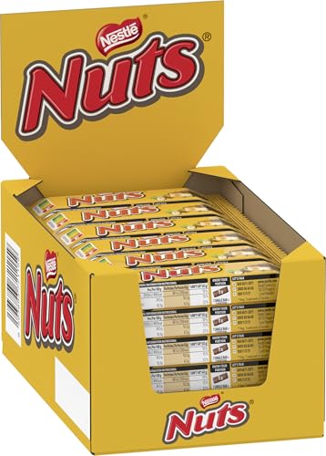 NESTLÉ NUTS Schokoriegel, der Klassiker mit ganzen Haselnüssen & Karamell umhüllt von Milchschokolade, 24er Pack (24x42g)