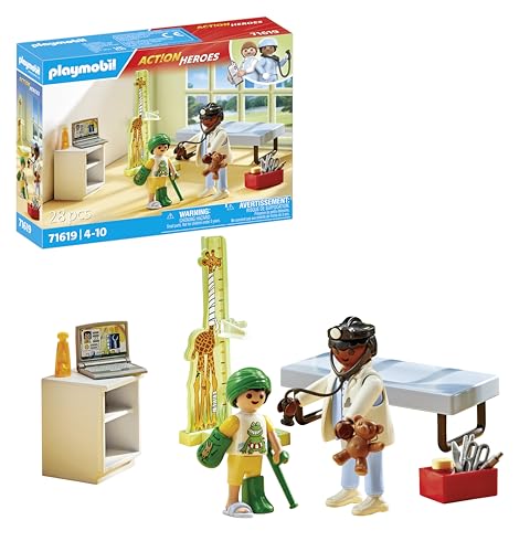 PLAYMOBIL | Action Heroes | Kinderarzt mit Teddybär | nachhaltiges Spielzeug für Kinder ab 4 Jahren | 71619