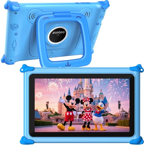 Kinder Tablet 7 Zoll Android Tablet für Kinder, 32GB Kindertablet mit Hülle, 256GB Erweiterbar Kids Tablet mit Kindersicherung, WiFi, Elternkontrolle GMS Kindercomputer für Baby Jungen Mädchen, Blau