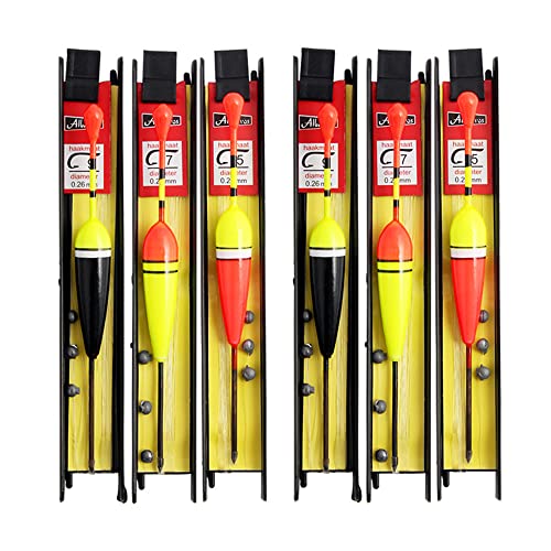 Hezhou 6 Stück Fishing Posen Set Angelposen Angeln Schwimmt Set Mit Senkblei, Angelschnur und Haken (5#, 7#, 9#) für Friedfische, Forellen, Aal, Zander ideal für See, Fluss, Bach und Teich