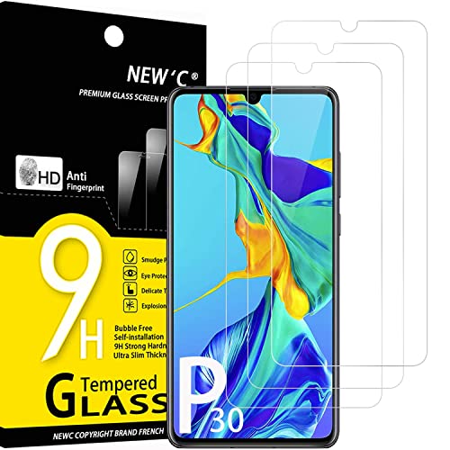 NEW'C 3 Stück für Huawei P30 für Panzerglas, Frei von Kratzern, 9H Härte, HD Displayschutzfolie, 0.33mm Ultra-klar, Ultrabeständig