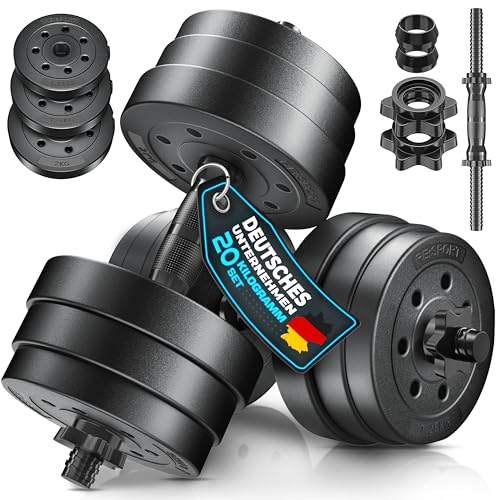 RE:SPORT 2er Hanteln Set verstellbar 15/20/30/40 kg | Hantelset mit 2 Kurzhanteln | Hantel mit Gewichten & 4 Sternverschlüsse | Fitness Kurzhantel für Muskelaufbau, Workout & Zuhause