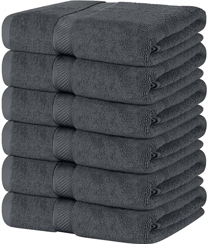 Utopia Towels - 6er-Pack mittelgroße Badetücher aus 100% Baumwolle mit Aufhängeschlaufen, 60x120 cm Duschtuch, weiche und saugfähige Handtücher (Grau)