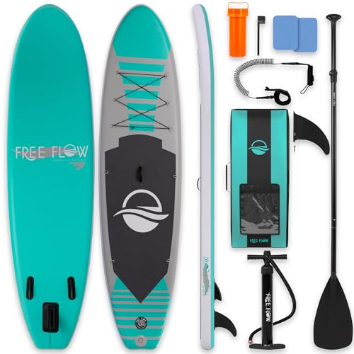 SereneLife Aufblasbares Stand Up Paddle Board (15,2 cm dick) mit Premium SUP Zubehör & Tragetasche | Breiter Stand, Bodenflosse für Paddling, Anti-Rutsch Deck | Jugendliche & Erwachsene Standboot