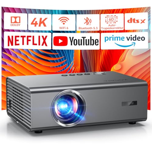 4K Smart Beamer mit integrierter Netflix-App, Kinoähnlichem Sound & HDR | KOGATA Auto-Fokus, 6D Keystone, WiFi 6 & Bluetooth | Heimkino Projektor für Garten & Streaming ohne TV-Stick