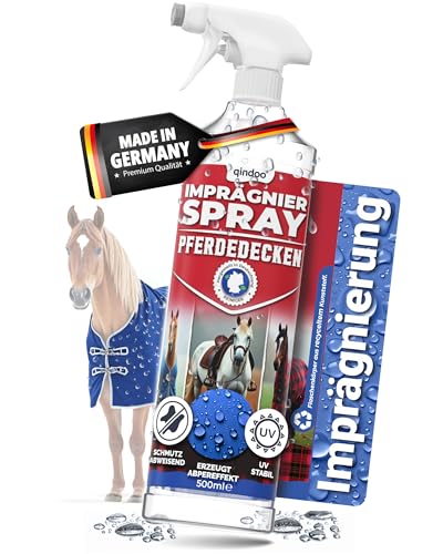 Qindoo Imprägnierspray für Pferdedecken, Wasser & Schmutz abweisender Schutz für Decken vom Pferd, Atmungsaktiv & Rückstandsfrei, PFC frei, Made in Germany, 500 ml