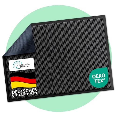 Floordirekt Premium Fußmatte für Eingangsbereich, 120x180cm Anthrazit, Schmutzfangmatte für Innen und Außen, rutschfest & waschbar, Sauberlaufmatte für Flur, Teppich für Haustür, Sky Novo