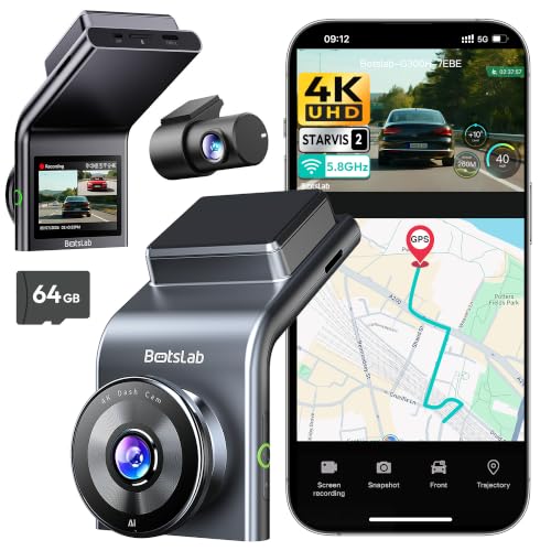 BOTSLAB 4K Dashcam Auto Vorne Hinten mit STARVIS 2, 4K+1080P,WDR Nachtsicht