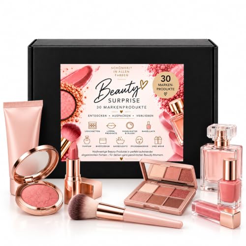 COSMEZIA Beauty Box 30x Geschenkbox Marken Makeup Set Kein Artikel doppelt | Kosmetik Makeup Restposten Neuware Posten Make Up mit Lippenstift, Lidschatten, Mascara, Nagellack, Pflege & Accessoires,