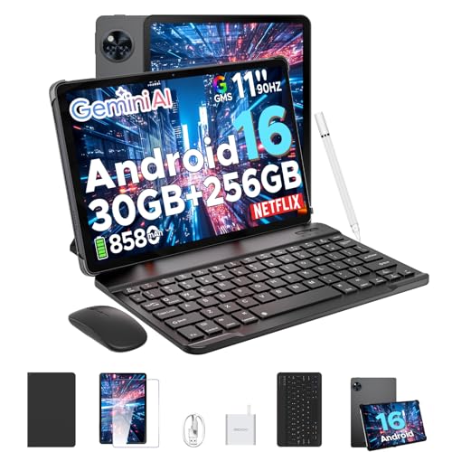 DOOGEE U11 Pro Android 16 Tablet 11 Zoll Gemini AI, 30GB+256GB (2TB TF), 8580mAh, 90Hz Display, WiFi 5, T7200 Octa Core Tablets PC, 13MP+5MP, Tablet mit Tastatur, Stift, Maus, Hülle
