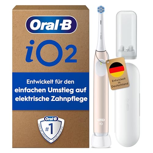 Oral-B iO Series 2 Elektrische Zahnbürste/Electric Toothbrush, 1 Aufsteckbürste, 3 Putzmodi für Zahnpflege, Magnet-Technologie, Reise-Etui, Reise-Aufsteckbürsten-Etui, Designed by Braun, Calm Pink