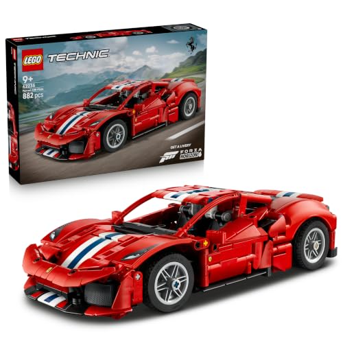 LEGO Technic Ferrari 488 Pista Auto - Bauspielzeug für Kinder ab 9 Jahren - Ferrari-Merch - Rennauto mit Lenkung, Differential und V8-Motor mit beweglichen Kolben - 42235