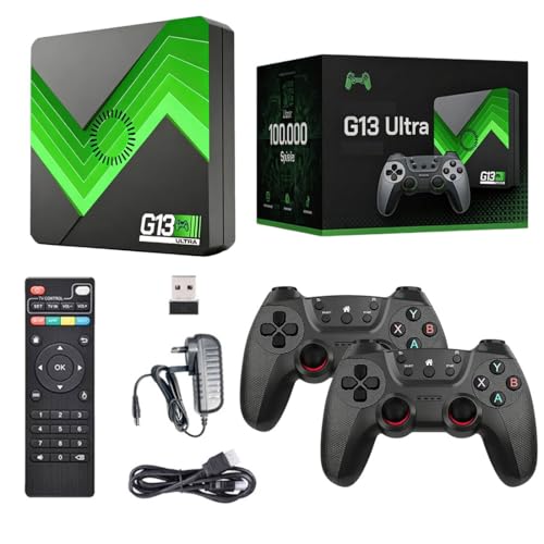Retro Spielkonsole G13, 256G Plug and Play Handheld Spielkonsole mit 100,000 Spielen, Duales System Retro Emulator Konsole Videospiel mit Drahtlose Dual-Controller für Fernseher