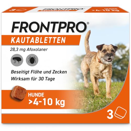 FRONTPRO Hund M - Kautablette gegen Zecken & Flöhe (Hunde 4 bis 10 kg)