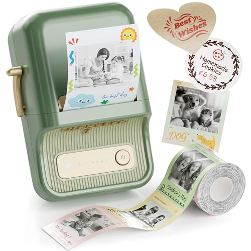 NIIMBOT Etikettendrucker B21 Pro, 300dpi Selbstklebendes Etikettiergerät Bluetooth Beschriftungsgerät Label Printer Fotodrucker für Lernen, Studiennotizen, Bilderdruck, Scrapbooking, Kieferngrün