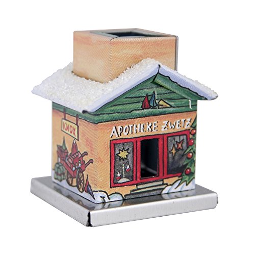 KNOX - Räucherhaus/Räucherkerzenhalter The Little One aus Metall - für Räucherkerzen Größe S - Motiv: Apotheke - Höhe: ca. 4,5 cm