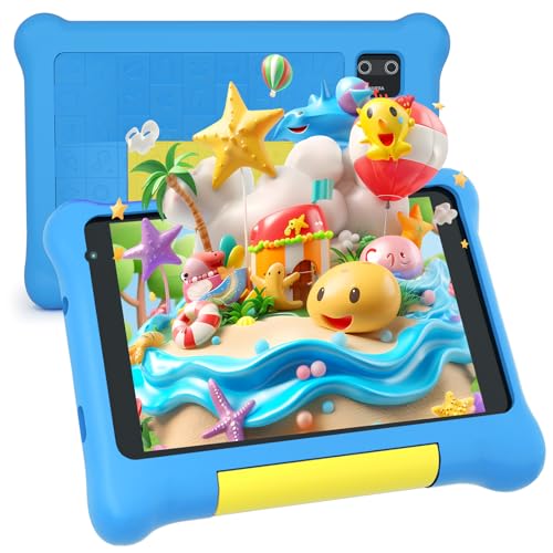 MUISOO Tablet für Kinder, Tablet mit 7 Zoll für Kinder, 5 GB RAM + 32 GB ROM, 128 GB Expand, Kindersteuerung, Software für Kinder vorinstalliert, Dual-Kamera (blau)