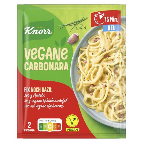 Knorr Fix Vegane Carbonara für eine leckere vegane Pasta ohne geschmacksverstärkende Zusatzstoffe 2 Portionen