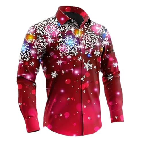 Weihnachtshemd Herren Weihnachtsmann Hemden 3d Druken Mode Langarmhemd Schmale Passform Weihnachtsshirts Langarm Weihnachten Hemden Busienss Slim Fit Shirts Weihnachtskostüme