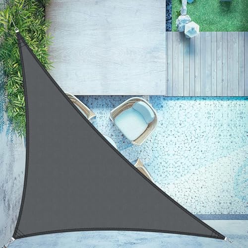 LOVE STORY Sonnensegel Dreieckig 3x3x4.25m Wasserdicht Anthrazit Sonnenschutz Windschutz Segel PES Polyester,95% UV-Schutz für Außenbereich, Terrasse, Balkon, Garten