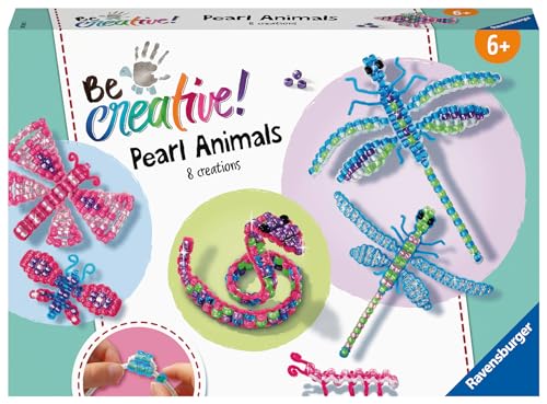Ravensburger BeCreative Pearl Animals - Bastelset für Kinder ab 6 Jahre, Perlentiere basteln für Mädchen und Jungen - Perlen Set - 18247 - Geburtstagsgeschenke, Deko selber basteln