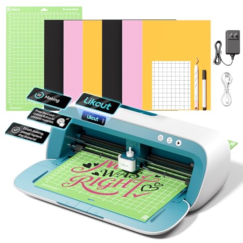 Likcut S41 Schneideplotter mit Print Then Cut Funktion, Tragbare Plotter für DIY Sticker & Vinyl, met plottermaschine starterset, für Deko, Etiketten, Geschenken, Blau