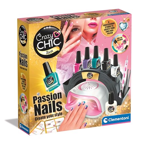 Clementoni Crazy Chic Passion Nails - Spielzeug Maniküre-Maschine - Kreatives Nagel-Set für Mädchen ab 6 Jahre - inkl. 6 Nagellacke 18784